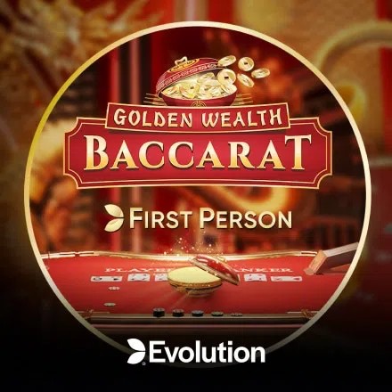 Try First Person Golden Wealth Baccarat slot by Evolution on spinko24-casino.net – logo image