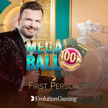 First Person Mega Ball slot icon by Evolution, available at Spinko24